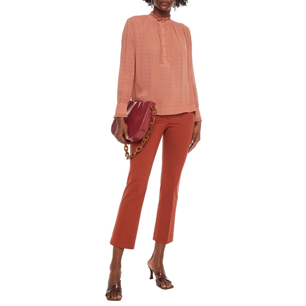 Vanessa Bruno Nina ruffle- trimmed checked jacquard blouse